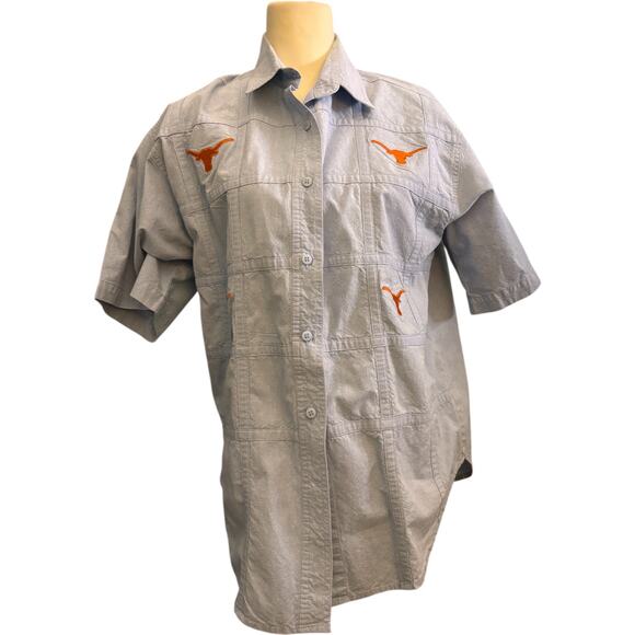 Texas Longhorns NCAA Men's Short Sleeve Chambray Button Down Shirt, Size XL - Picture 1 of 3
